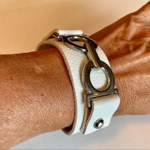 BoHo White leather bracelet